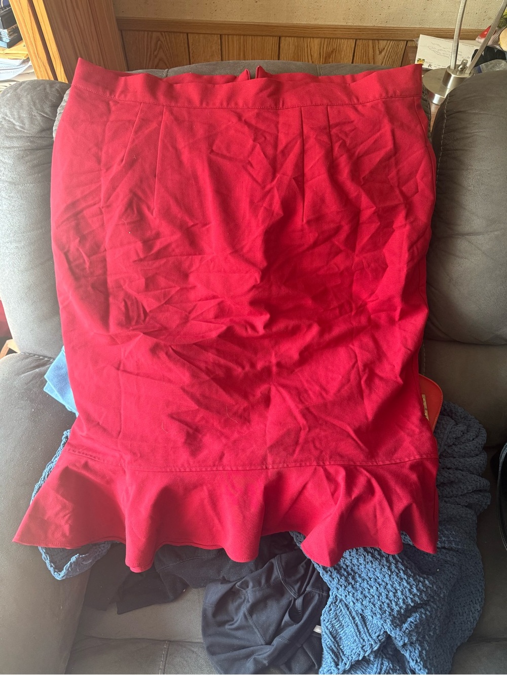 Red Ruffle Hem Women's Skirt